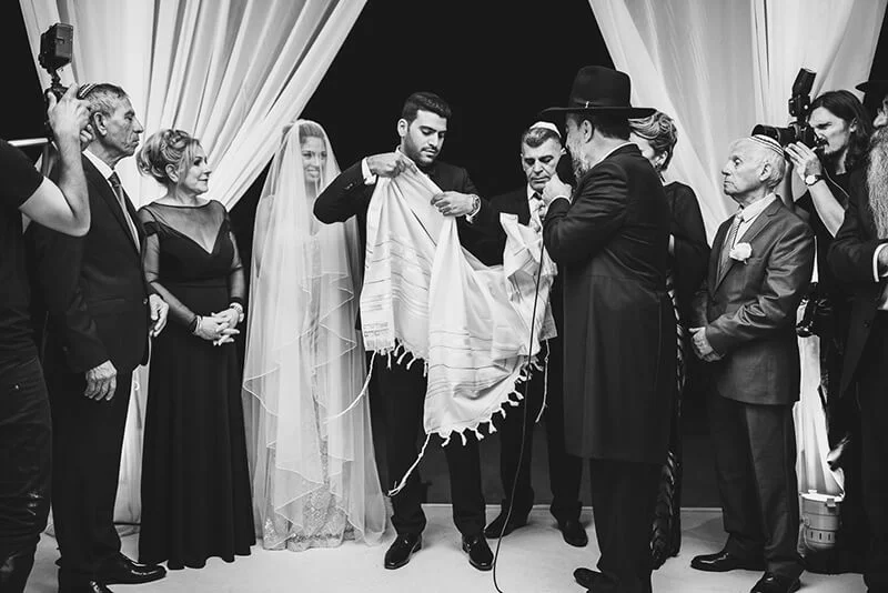 Black and white jewish wedding