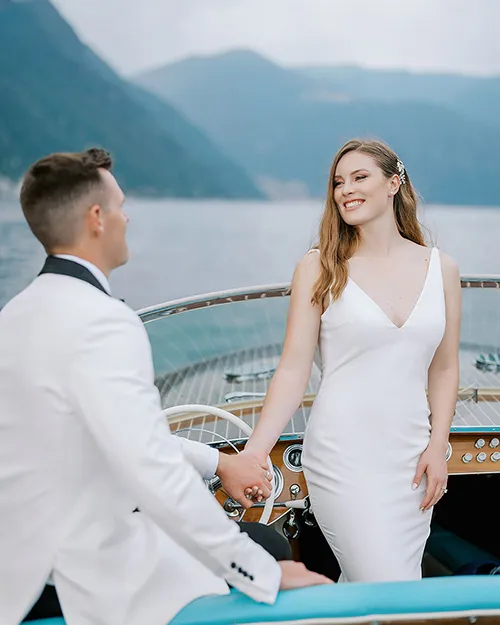 Couple portait riva boat