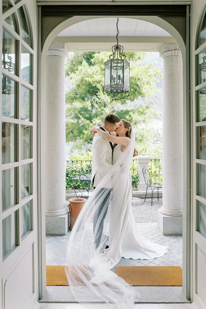 Wedding couple portrait Como Lake